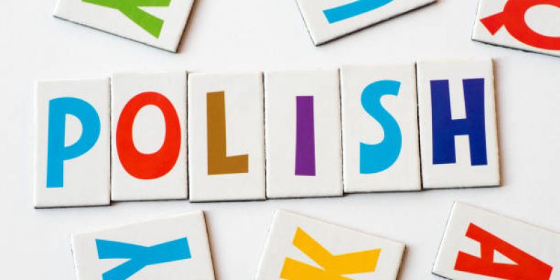 word Polish made of colorful letters on white background